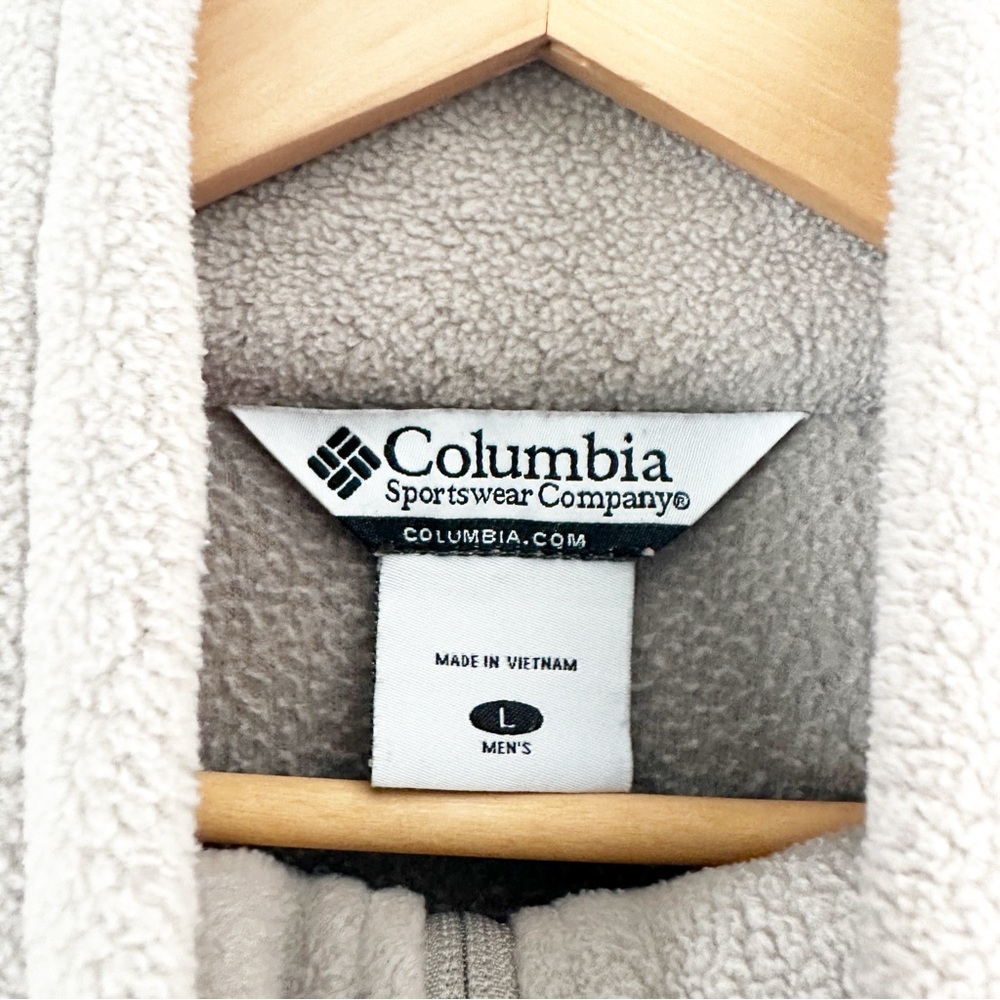 Columbia Men's Full Zip Mock Neck Fleece Jacket Beige L - Picture 4 of 7